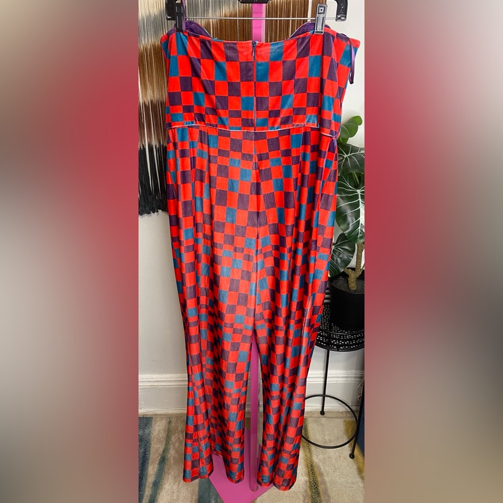 NWOT HUTCH Velvet Check Jumpsuit - Picture 6 of 10